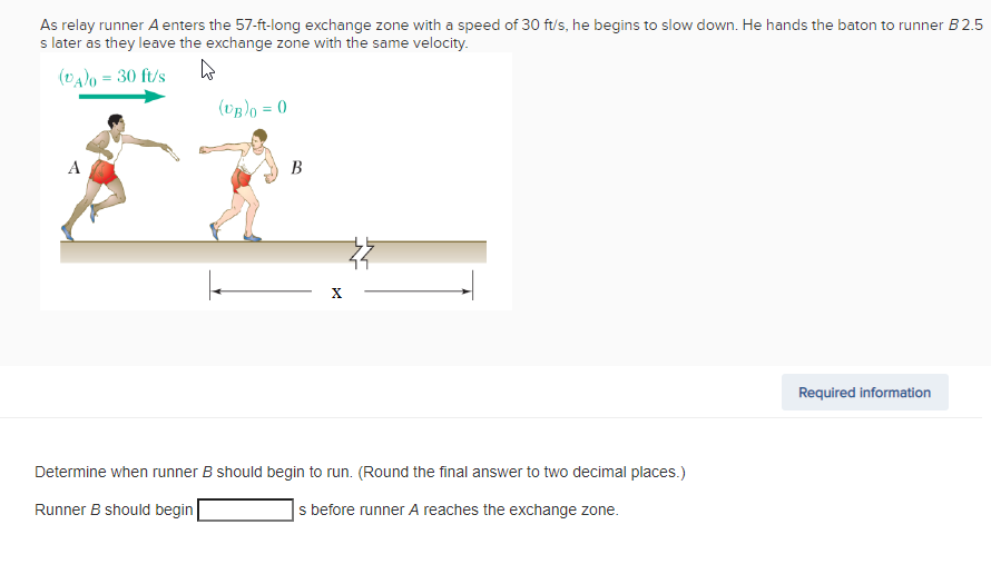 Solved As relay runner A enters the 57ftlong exchange zone