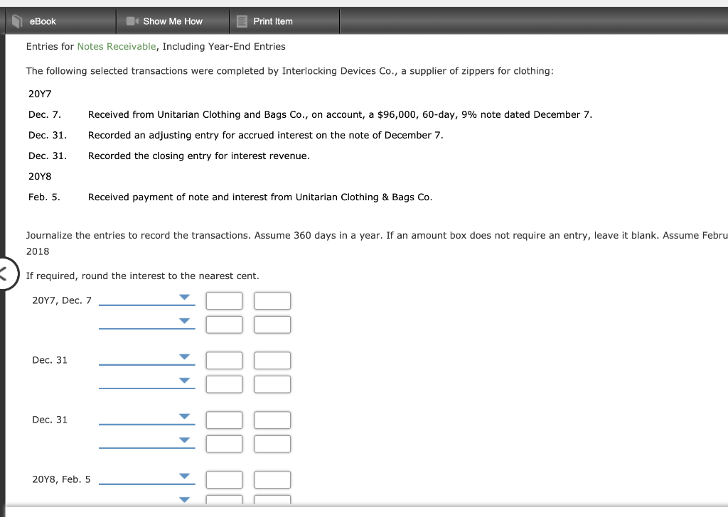 Solved eBook Show Me How Print Item Entries for Notes | Chegg.com