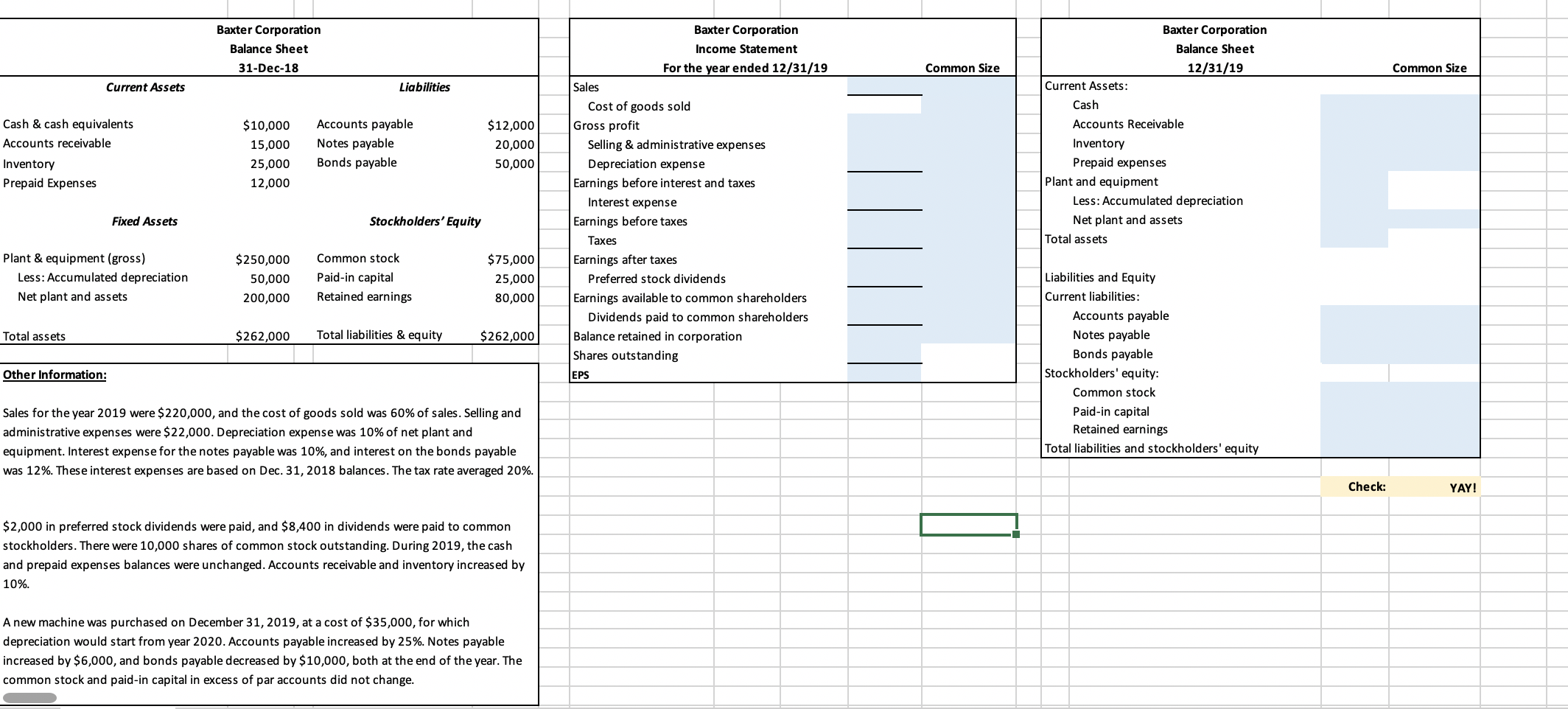 Solved Baxter Corporation Balance Sheet 31-Dec-18 Baxter | Chegg.com