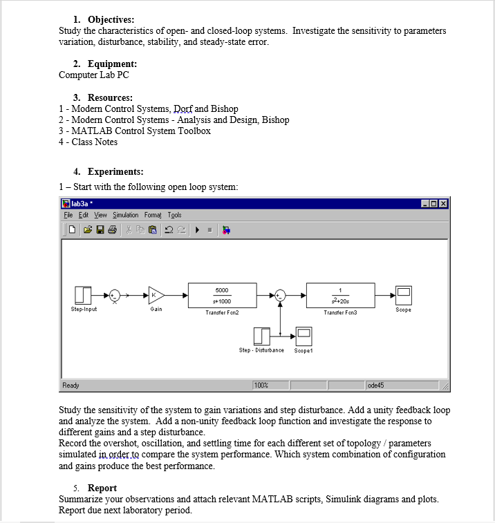1. Objectives: Study the characteristics of open- and | Chegg.com