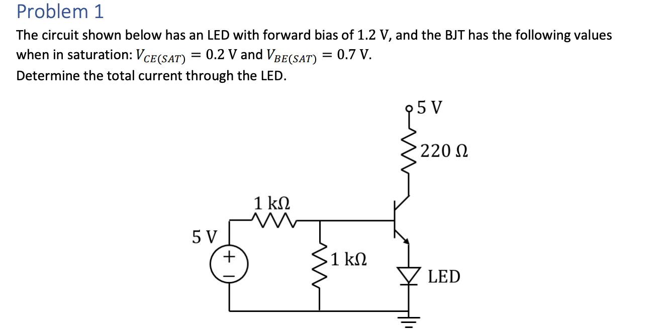 Solved Problem 1 The circuit shown below has an LED with | Chegg.com