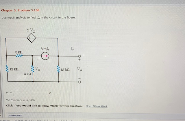 Solved Chapter 3, Problem 3.108 Use mesh analysis to find in | Chegg.com
