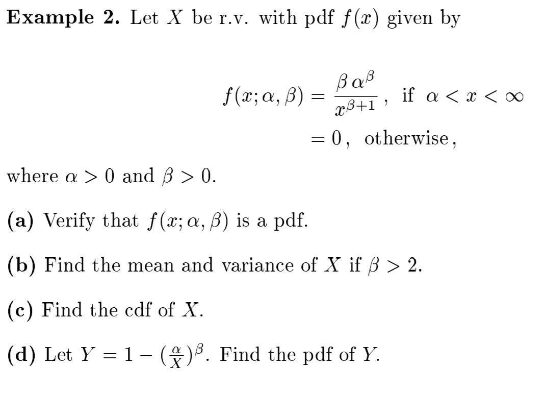 Solved Example 2 Let X Be R V With Pdf F X Given By F Chegg Com