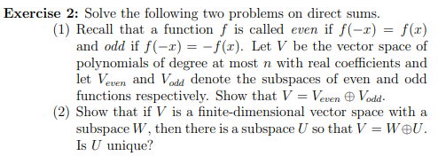 Solved Exercise 2: Solve the following two problems on | Chegg.com