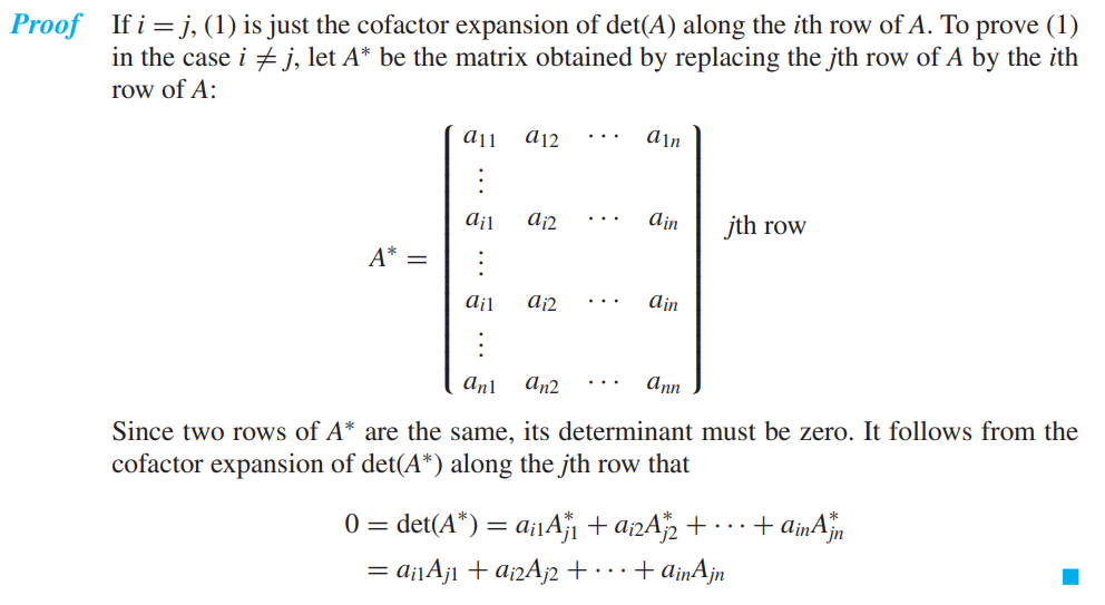 Solved Let A be an n n matrix. If Ajk denotes the cofactor Chegg