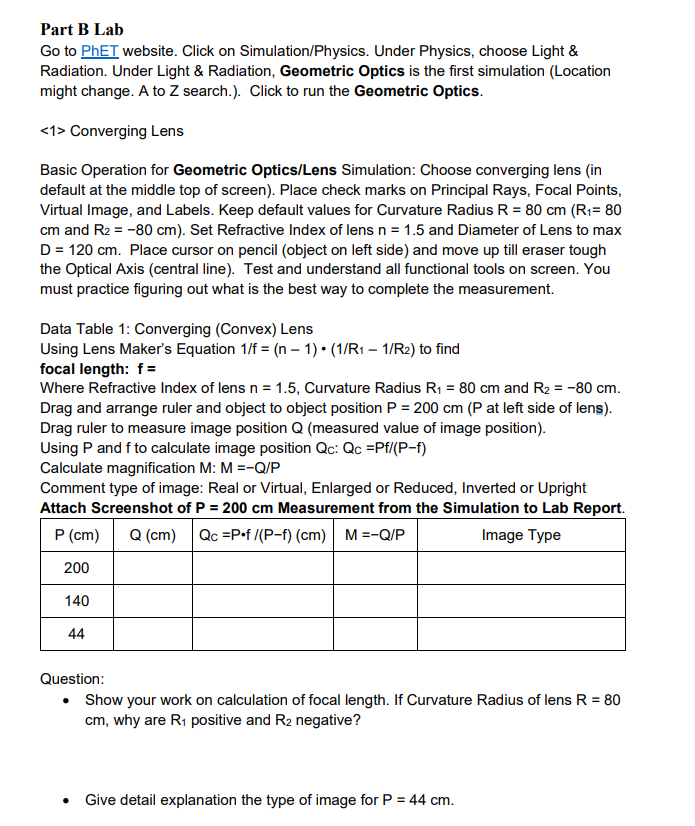 Solved Part B Lab Go to PhET website. Click on