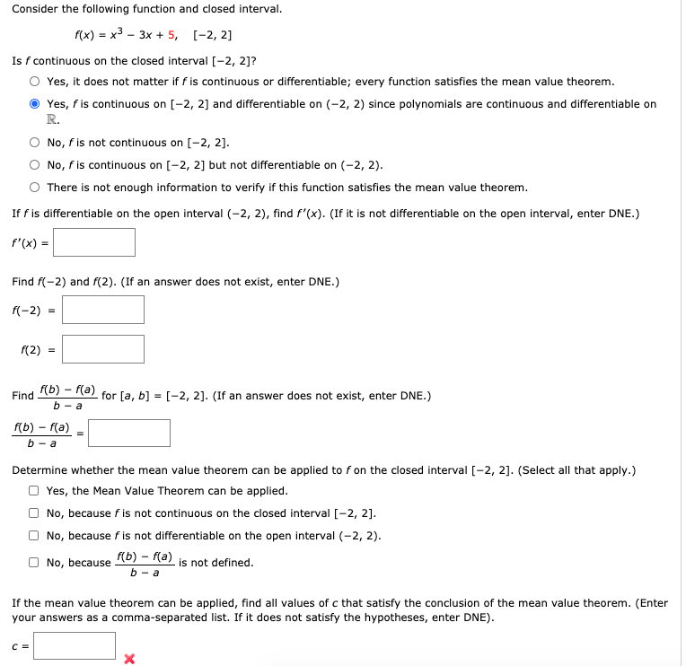 Solved Consider the function f ﻿that is continuous on the