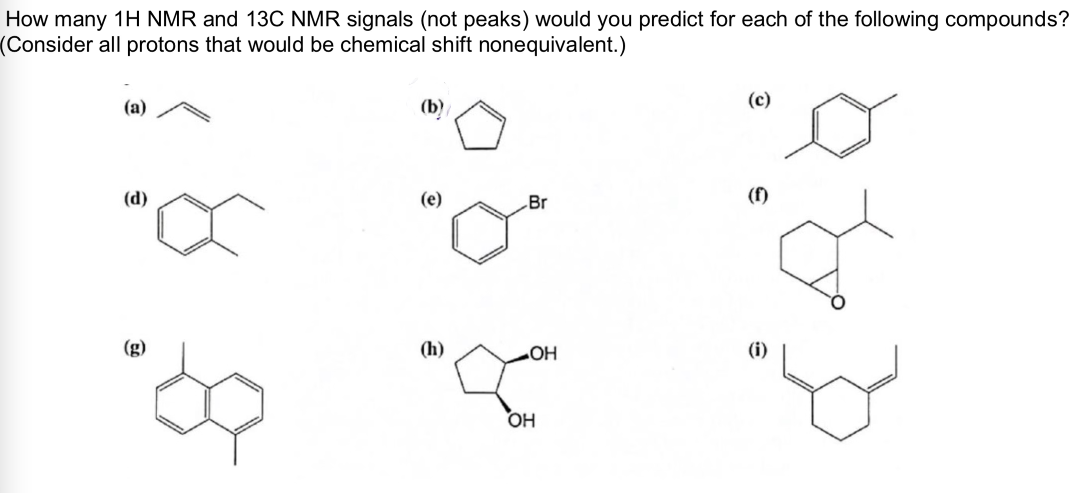 Solved How Many 1H NMR And 13C NMR Signals (not Peaks) Would | Chegg.com