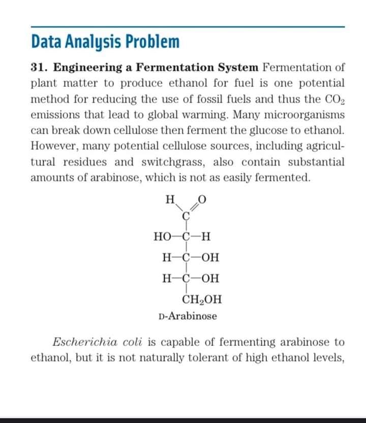 Solved Data Analysis Problem 31. Engineering a Fermentation