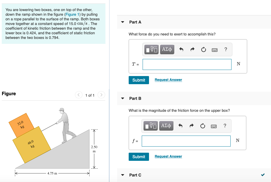 Solved You are lowering two boxes, one on top of the other, | Chegg.com