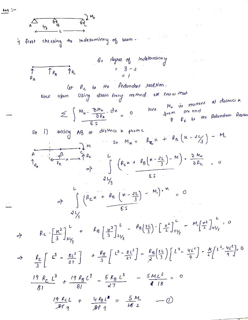 Solved Using energy method For the beam which is provided | Chegg.com