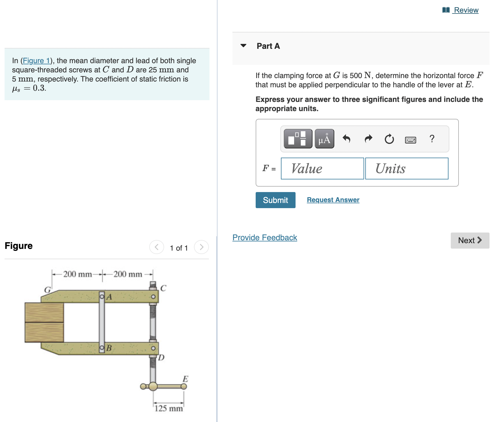 Solved In (Figure 1), the mean diameter and lead of both