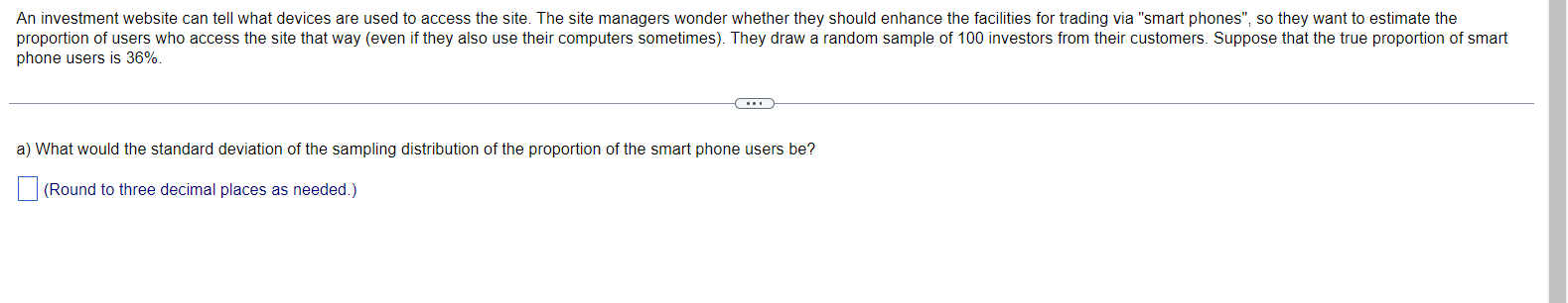 Solved phone users is 36%. a) What would the standard | Chegg.com