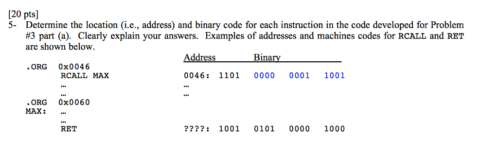 20 pts] 5- Determine the location (i.e., address) and | Chegg.com