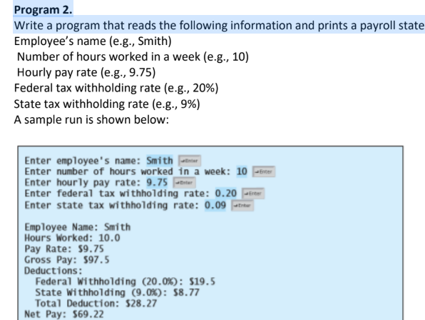 Solved Program 2. Write a program that reads the following | Chegg.com