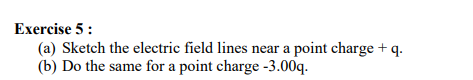 Solved Exercise 5: (a) Sketch the electric field lines near | Chegg.com