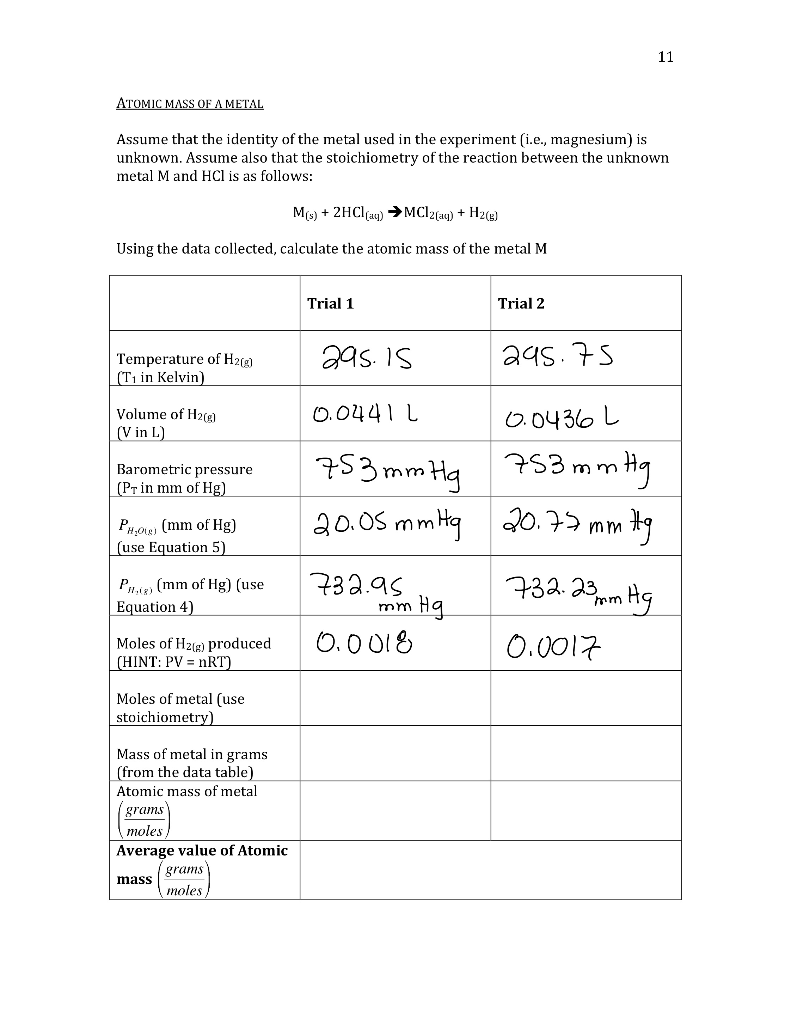 Solved Data Table Trial 1 Trial 2 Mass of magnesium (grams) | Chegg.com