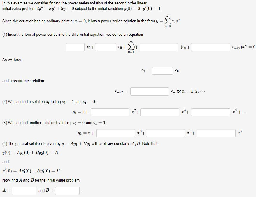 Solved In This Exercise We Consider Finding The Power Series | Chegg.com