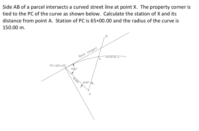 Solved Side Ab Of A Parcel Intersects A Curved Street Line 