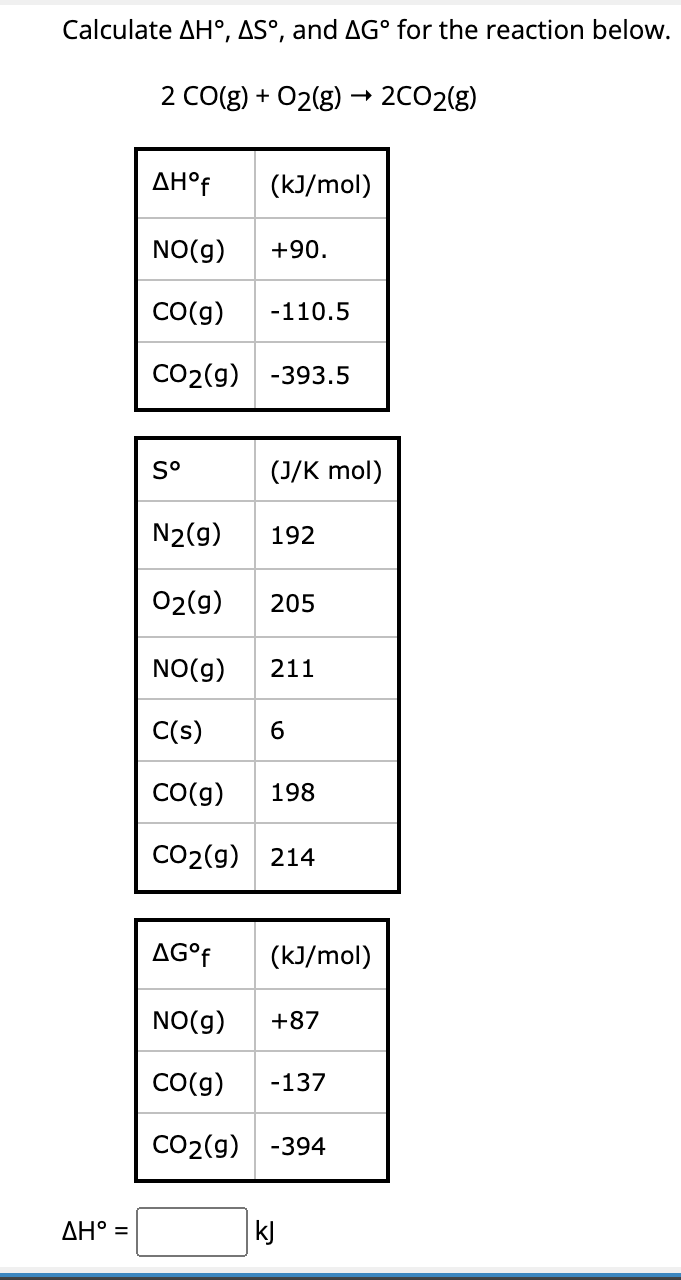 Solved Calculate ΔH∘,ΔS∘, and ΔG∘ for the reaction below. | Chegg.com