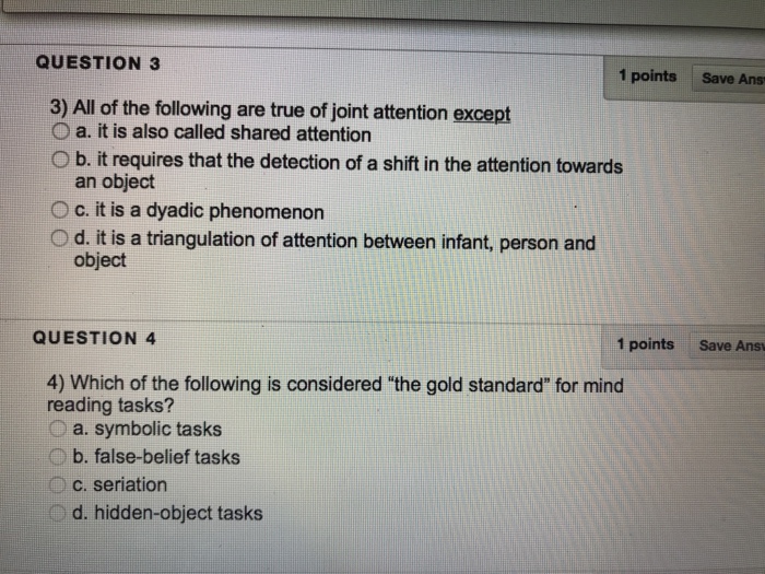 Solved QUESTION 3 1 points Save Ans 3 All of the following