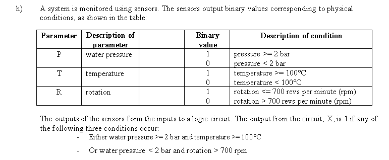 Solved h) A system is monitored using sensors. The sensors | Chegg.com