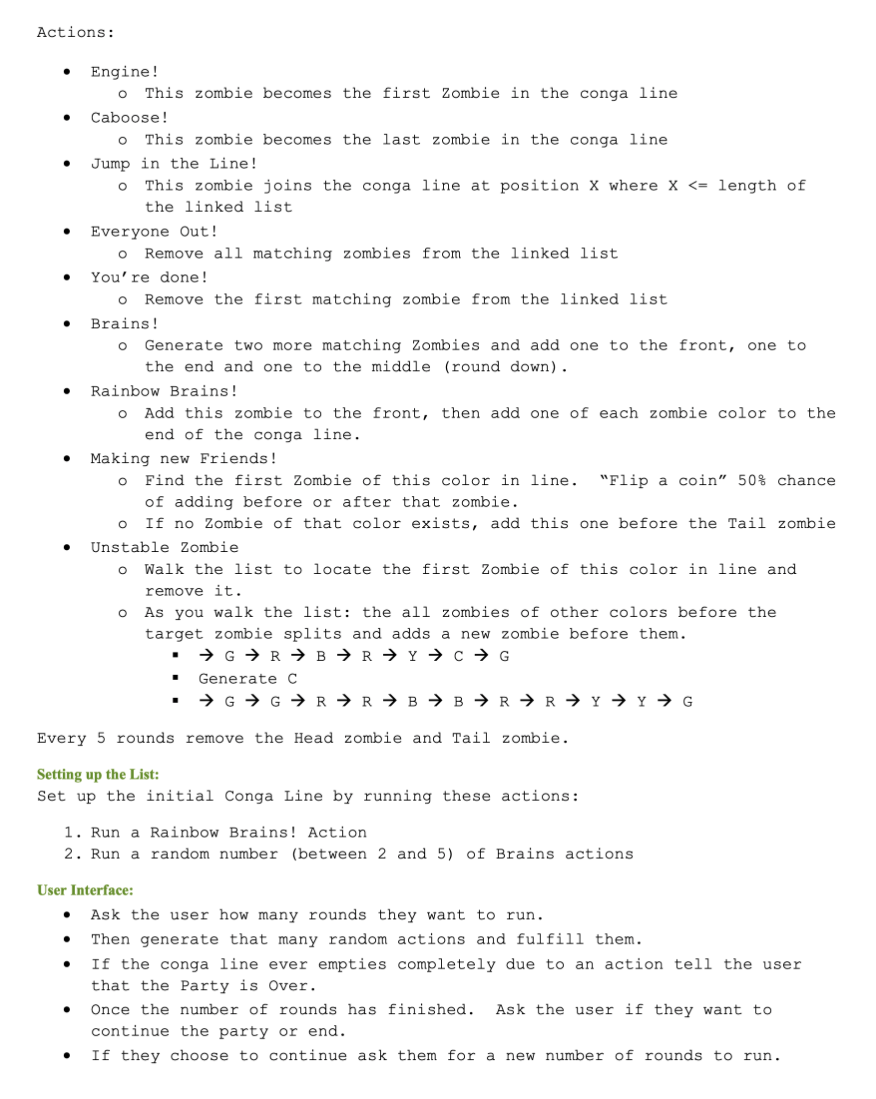 Actions:
- Engine!
o This zombie becomes the first Zombie in the conga line
- Caboose!
- This zombie becomes the last zombie 