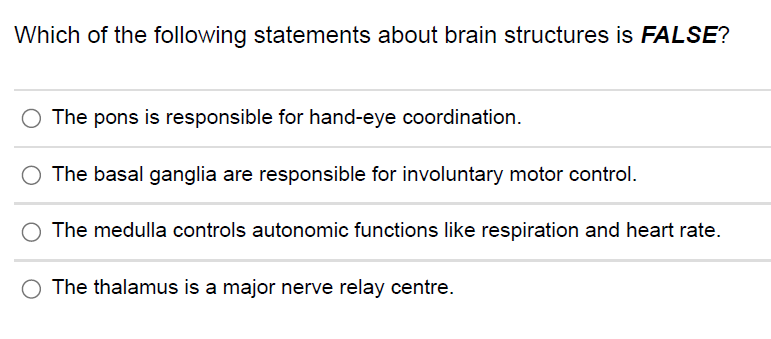 Solved Which of the following statements about brain | Chegg.com