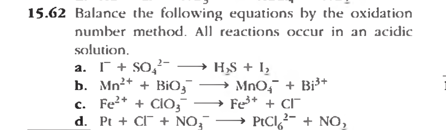 Solved 15.64 Balance the following equations by the | Chegg.com