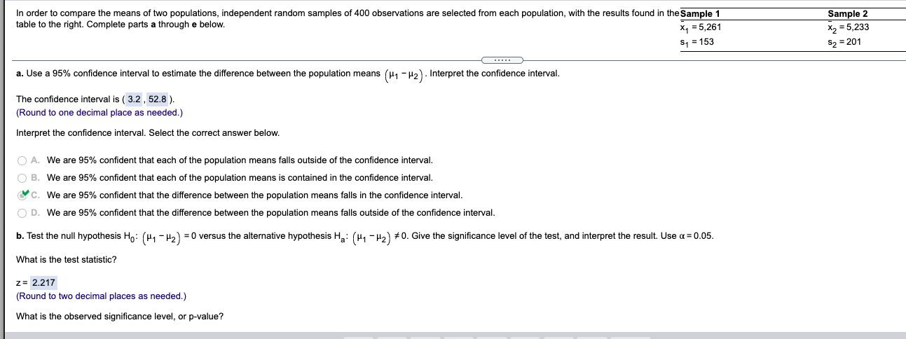 Solved Sample 2 In order to compare the means of two | Chegg.com