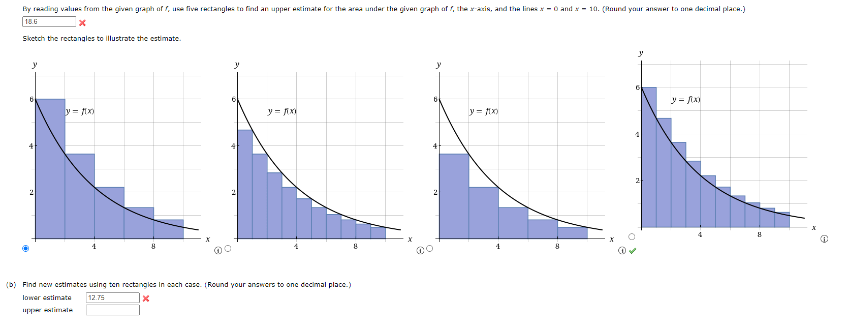 Solved Unless specified, all approximating rectangles are | Chegg.com