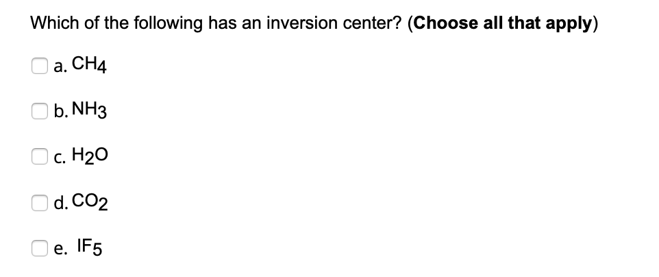 Solved Use the following molecules to answer questions 5 | Chegg.com