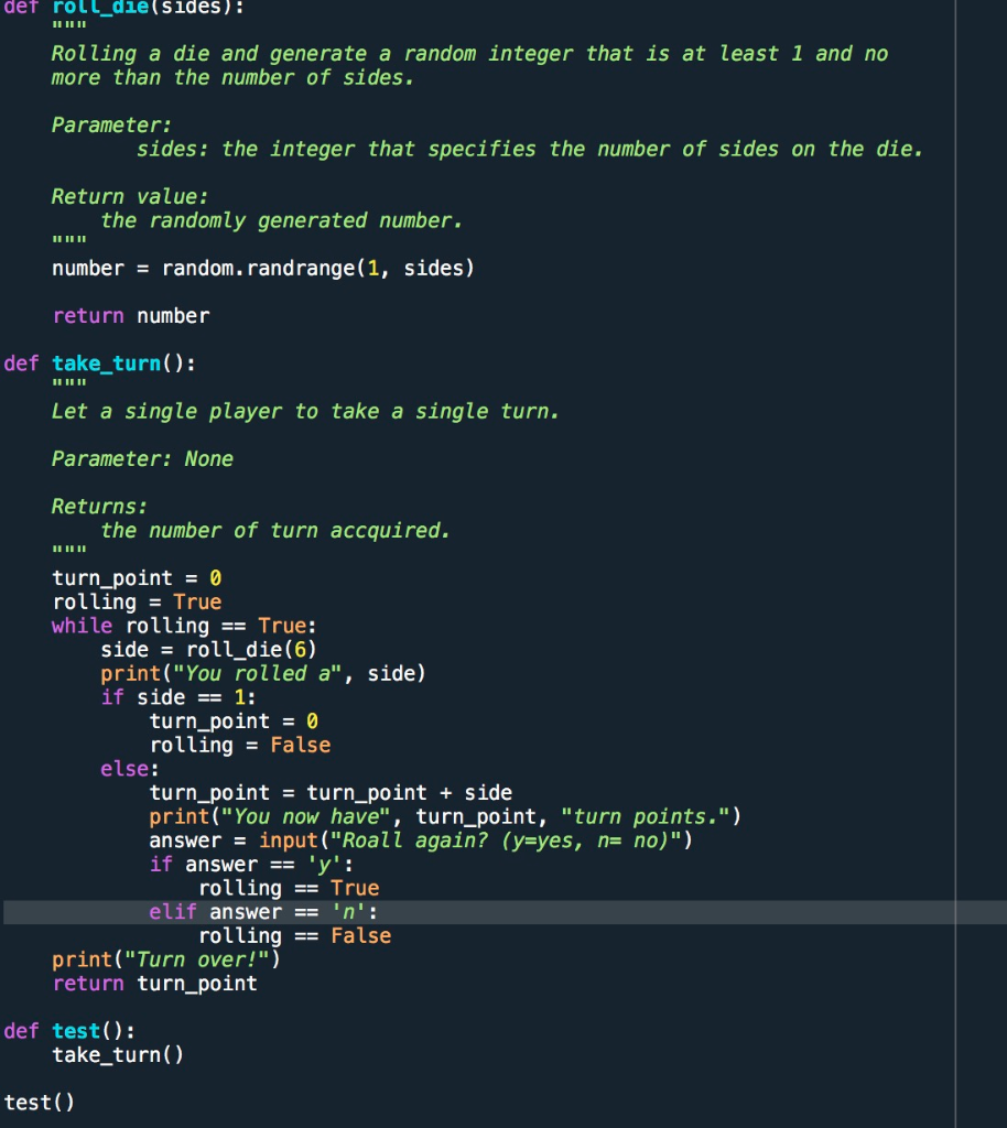 Solved I am working on python for rolling dies game. This | Chegg.com