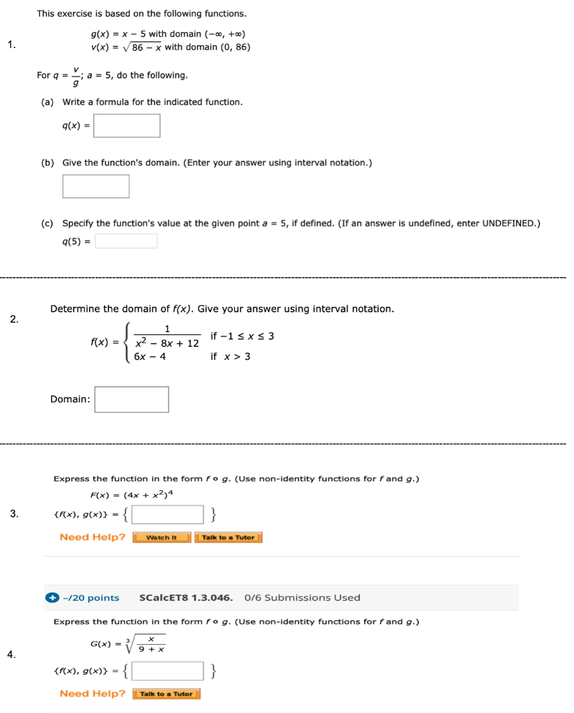 Solved This exercise is based on the following functions. | Chegg.com