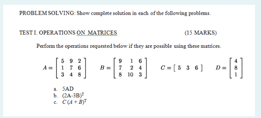 Solved PROBLEM SOLVING: Show complete solution in each of | Chegg.com