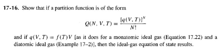 Solved 17-16. Show that if a partition function is of the | Chegg.com