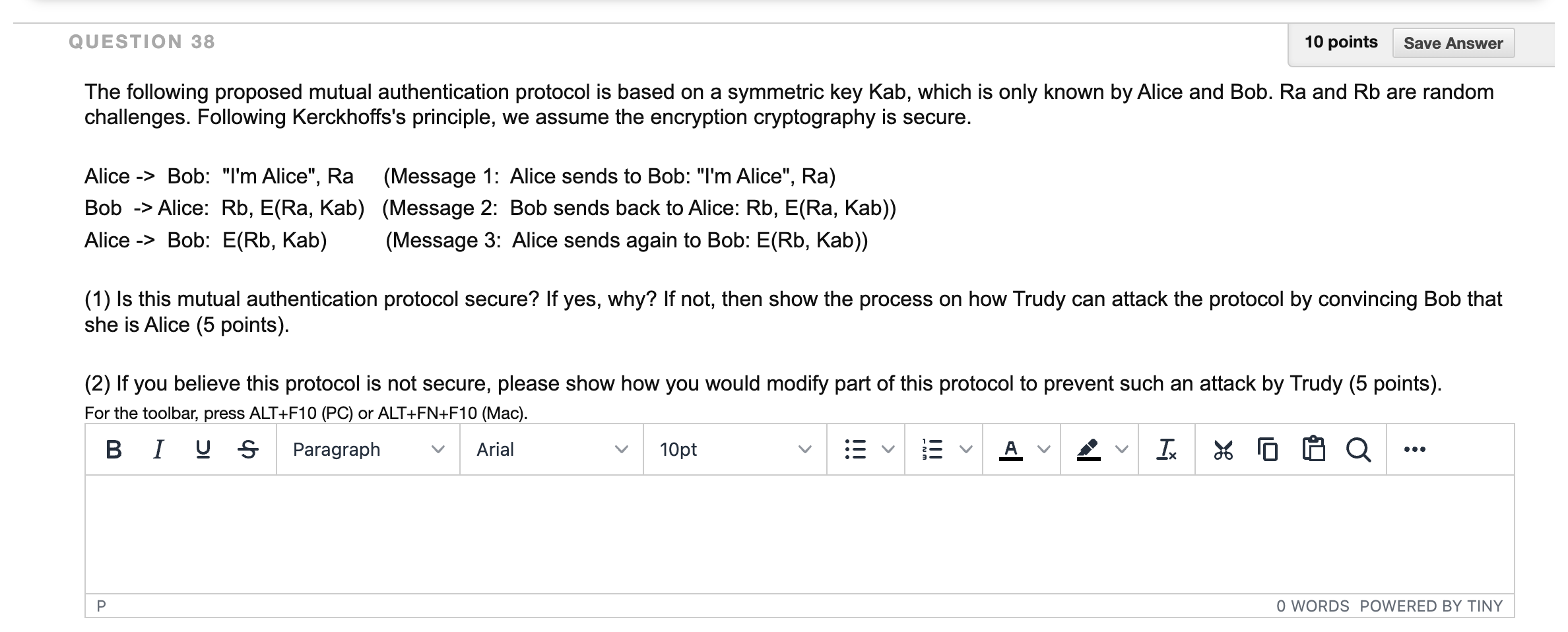 Solved The Following Proposed Mutual Authentication Protocol | Chegg.com