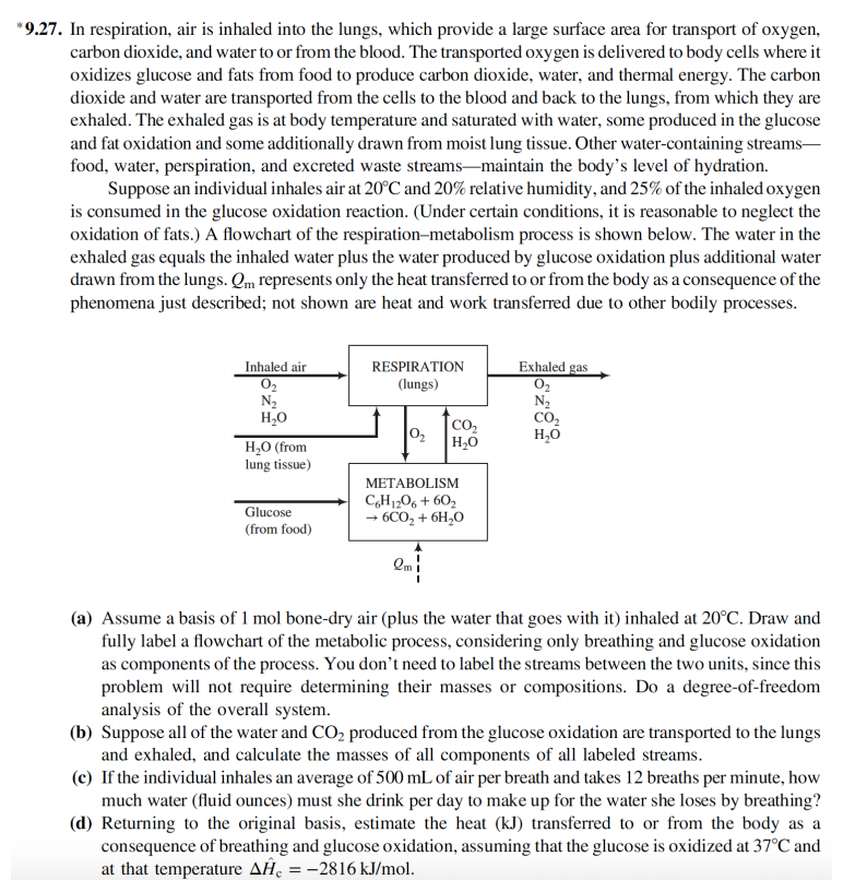 * 9.27. In respiration, air is inhaled into the | Chegg.com