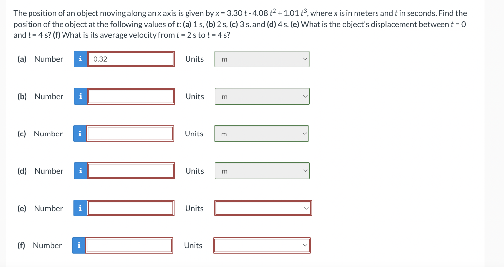 Solved The position of an object moving along an x axis is | Chegg.com