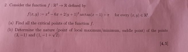 Solved 2 Consider The Function F R2 → R Defined By Fx Y 8322