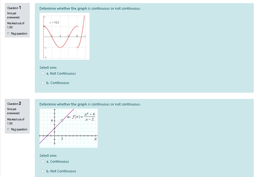 Solved Question 1 Determine whether the graph is continuous | Chegg.com