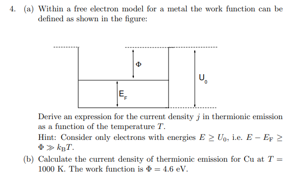 Solved 4. (a) Within a free electron model for a metal the | Chegg.com