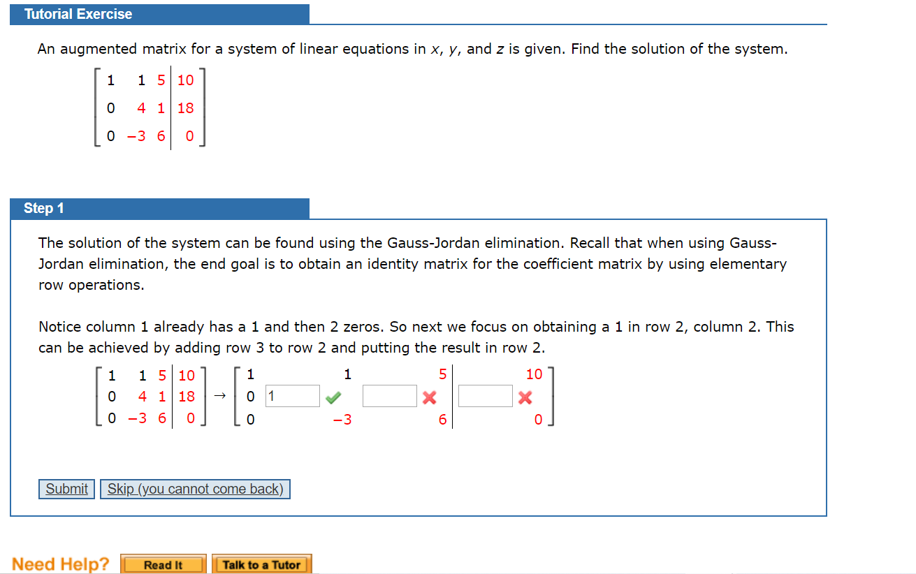 Solved Tutorial Exercise An augmented matrix for a system of | Chegg.com