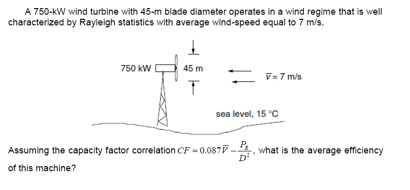 Solved A 750-kW wind turbine with 45-m blade diameter | Chegg.com