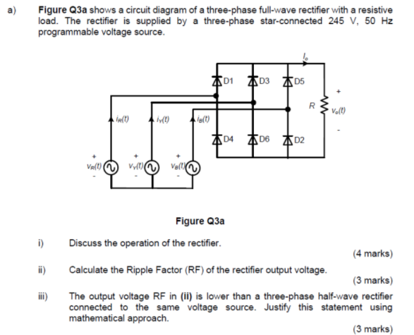 Solved Figure Q3a shows a circuit diagram of a three-phase | Chegg.com