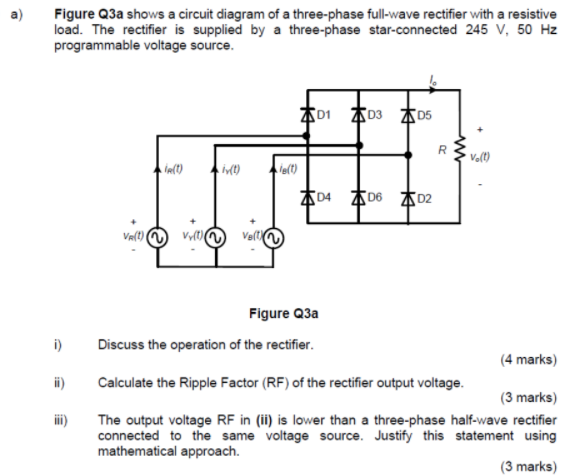 Solved Figure Q3a Shows A Circuit Diagram Of A Three Phase 