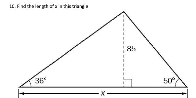 Solved Find the length of x ﻿in this triangle | Chegg.com
