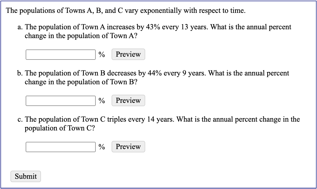 Solved The Populations Of Towns A, B, And C Vary | Chegg.com