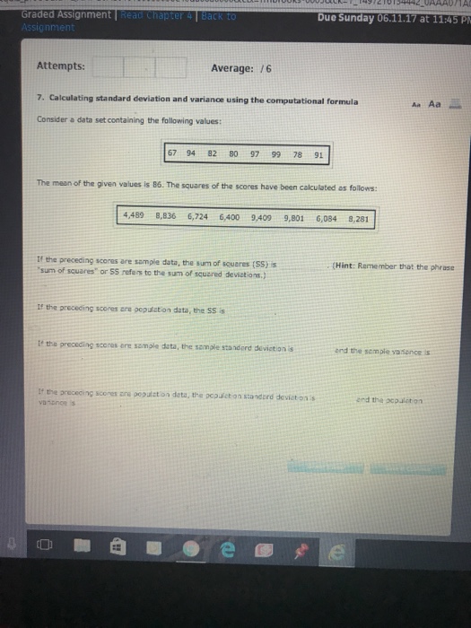 Solved Calculating standard deviation and variance using the
