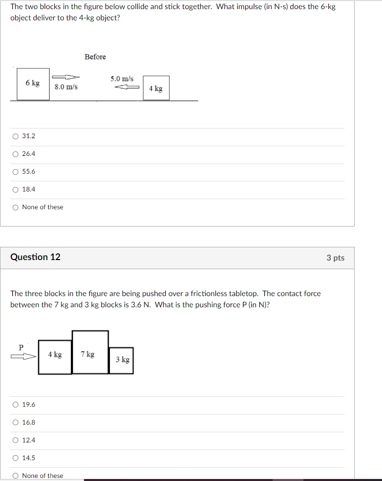 Solved The two blocks in the figure below collide and stick | Chegg.com
